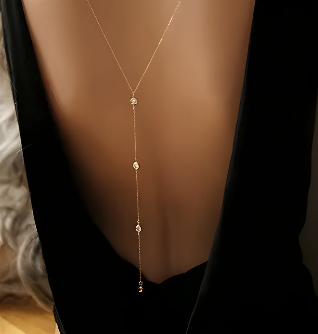Women's necklace with geometric artificial crystal pendant and plated alloy snake bone chain in gold or silver tone