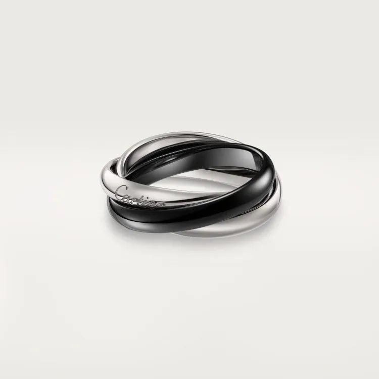 Silver geometric U-shaped couple ring with full diamond setting and engraving options.
