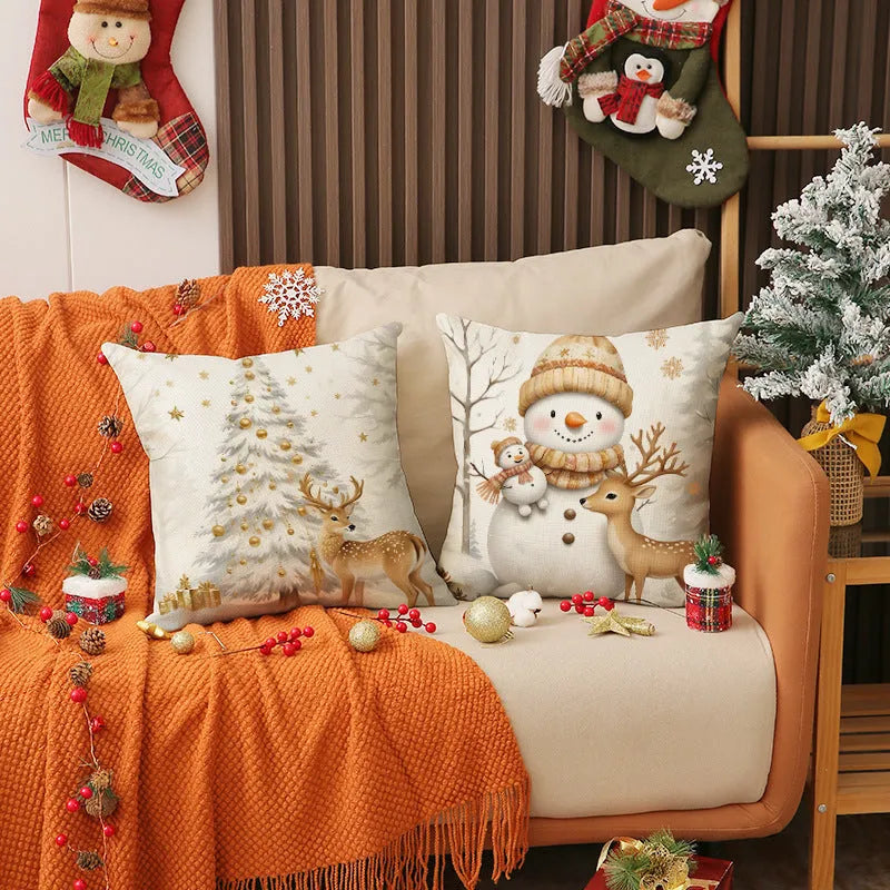Modern linen cushion cover 45x45cm in multicolor, plain style for sofa decoration