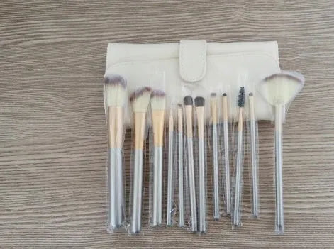 Persian makeup brush set with rice white synthetic bristles and champagne coloured handles