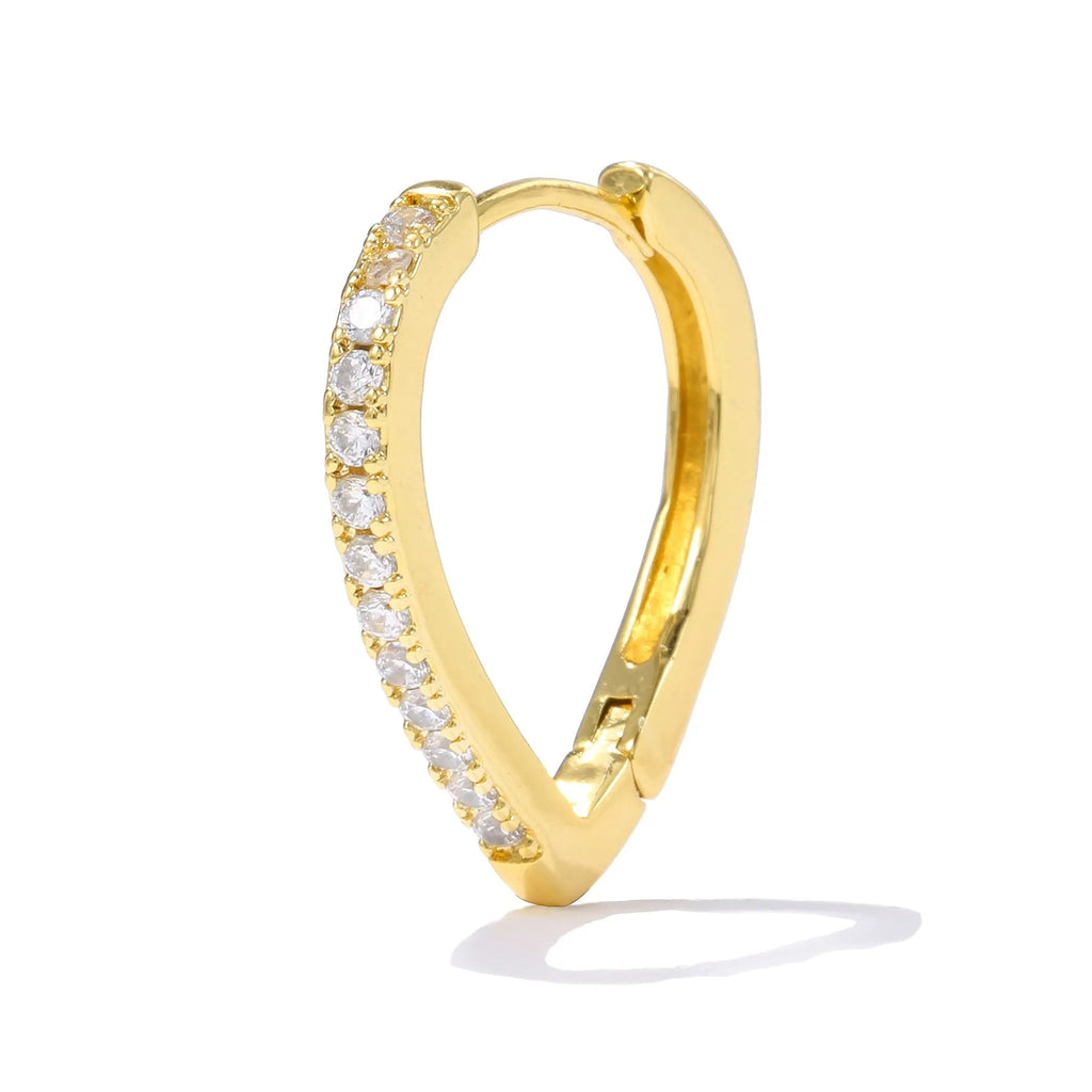 Gold and white geometric heart-shaped copper ear clip for women.