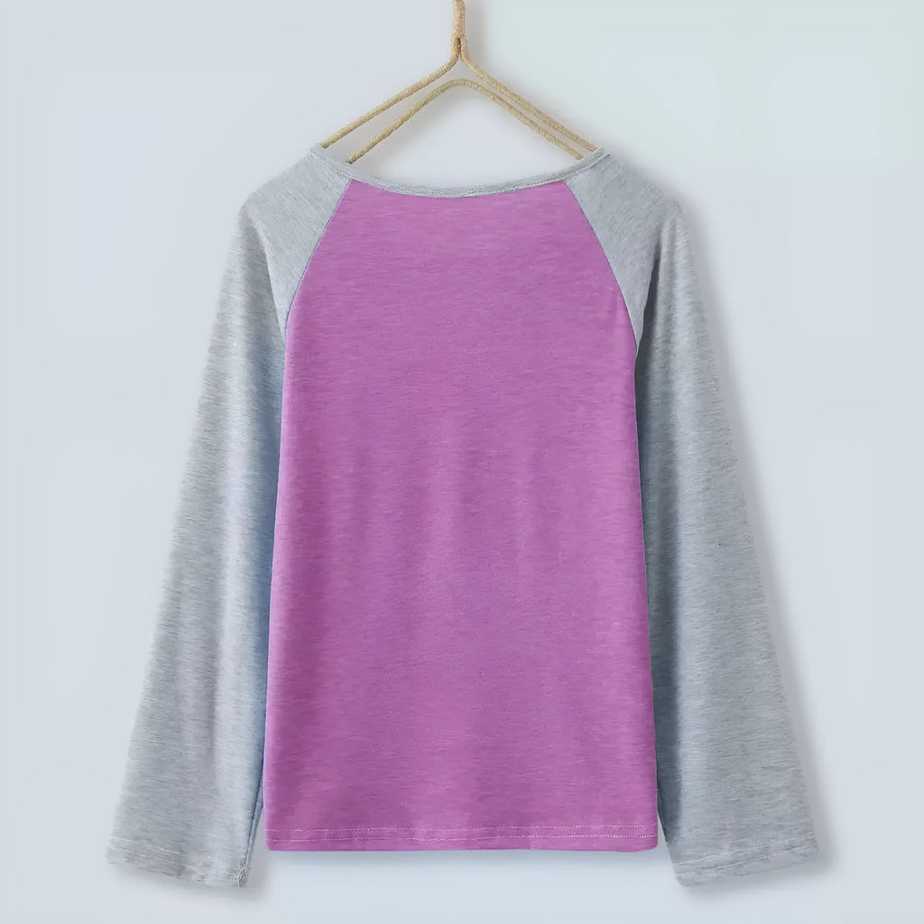 Women's half sleeve round neck T-shirt in natural coloured cotton, contrast waist, long sleeves