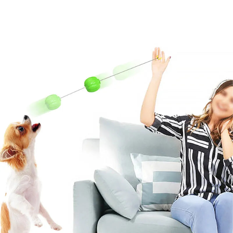 Orange Halloween pumpkin dog chew ball with squeaker for small dogs