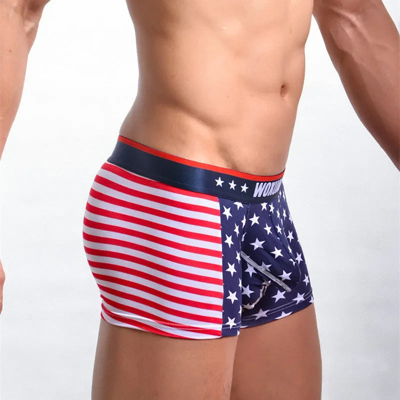 American flag printed ribbed boxers for men in red colour