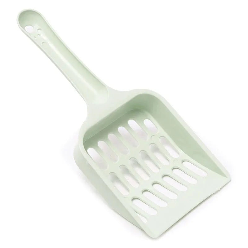 Blue plastic cat litter scoop for cleaning pet litter boxes and trays