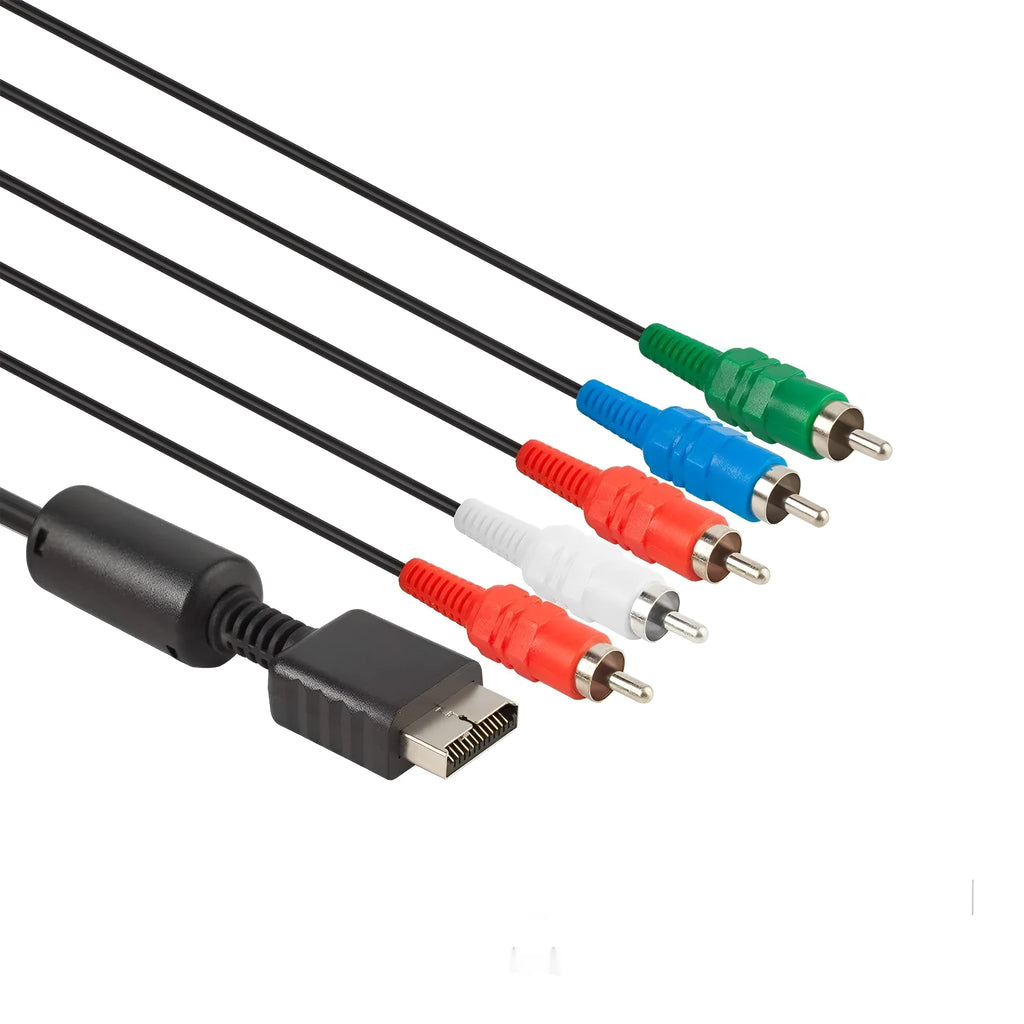Black 1.8m component AV cable for PS2 PS3 with nickel-plated red green blue and audio connectors