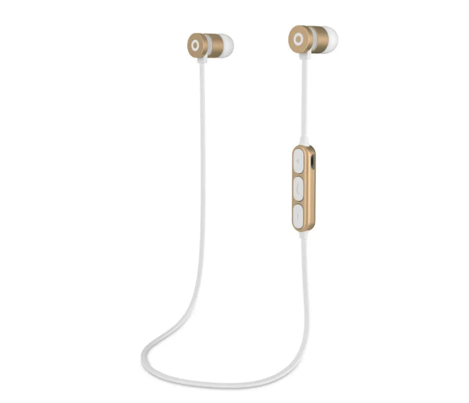 Metal magnetic sports Bluetooth wireless headset in neck-mounted configuration with earpieces