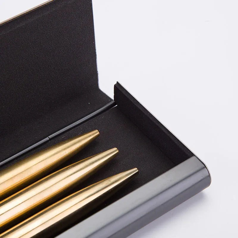 Pen box creative stationery storage aluminium alloy black walnut Japanese retro 189x69x19mm desktop pencil case