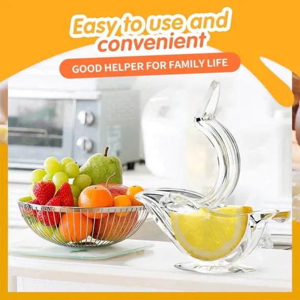 Transparent acrylic bird-shaped manual lemon juicer for fresh citrus extraction