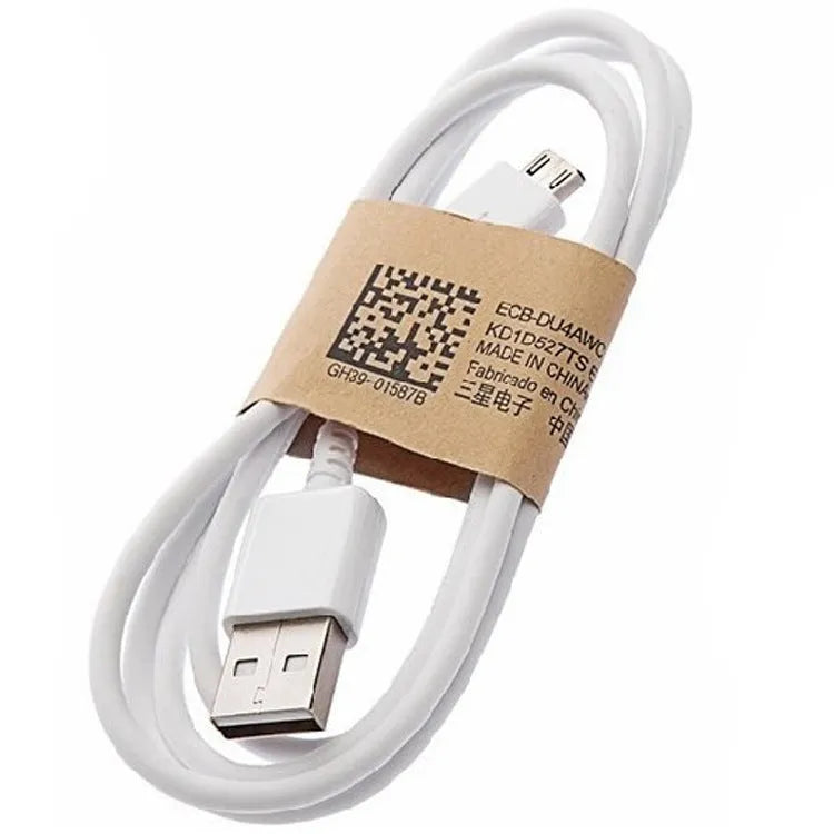 Black and white Android smartphone Micro USB data cable with 1 metre length for charging and data transfer