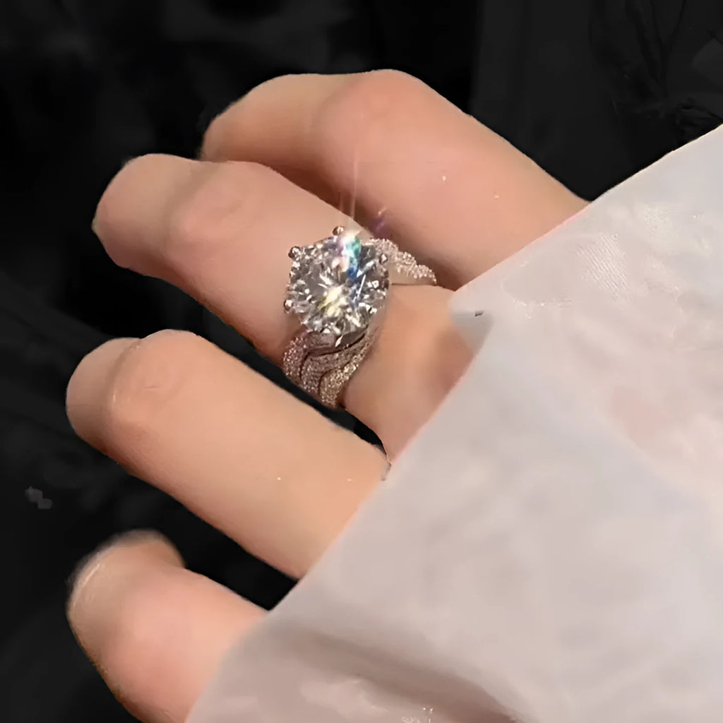 Moissanite Full Diamond Ring in Style1 with continuous row of sparkling stones on a band.