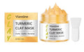 Turmeric Glossy Mud Face Mask 50g jar with a separate mask brush on a white background.