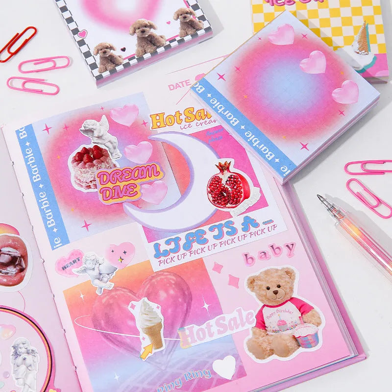 Korean stationery note pad with 90 sheets writing paper in rectangle shape with colourful illustrated cover
