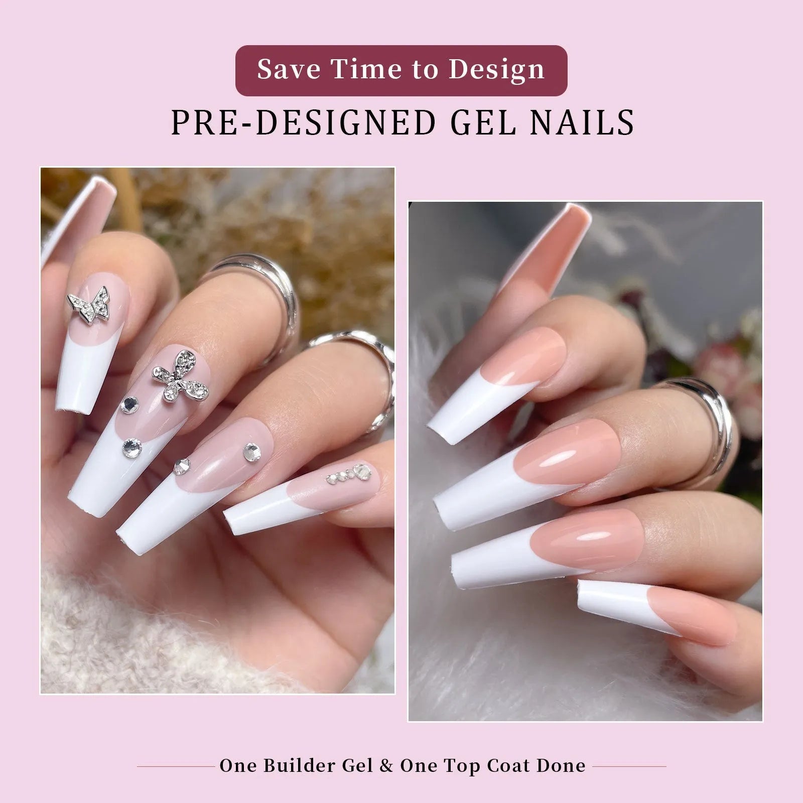 Box of 288 French wear style nail stickers with seamless removable adhesive designs