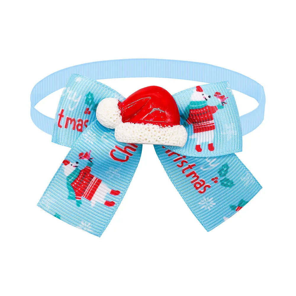 Red and green British style Christmas pet bow tie for dog or cat collar decoration