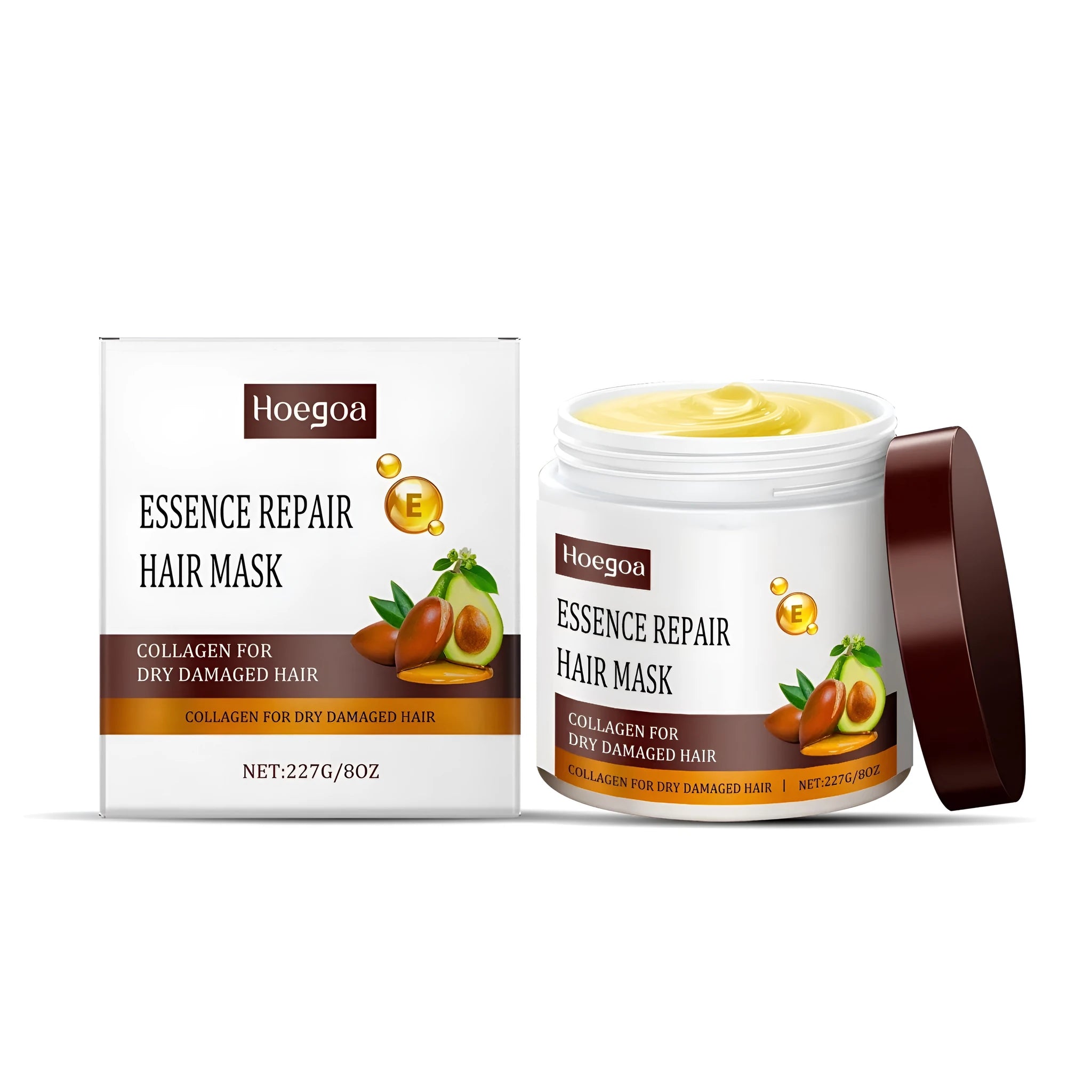 227g tub of collagen repair hair mask with hydrolysed keratin and avocado oil for hair conditioning