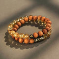 Manual processed crystal double ring bracelet in retro unisex style with three colour options