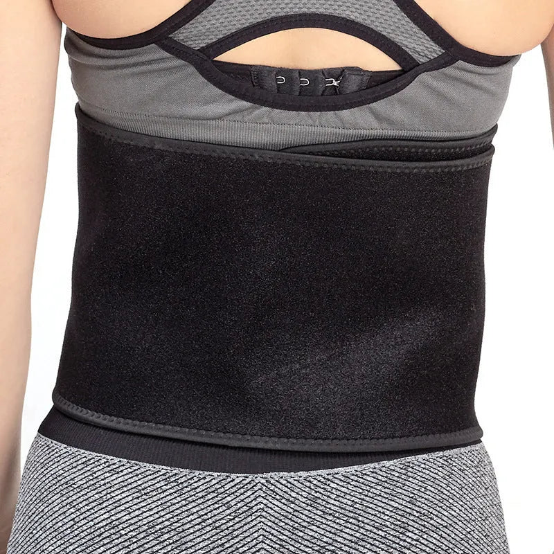 Black adjustable waist belt for yoga fitness with lumbar support