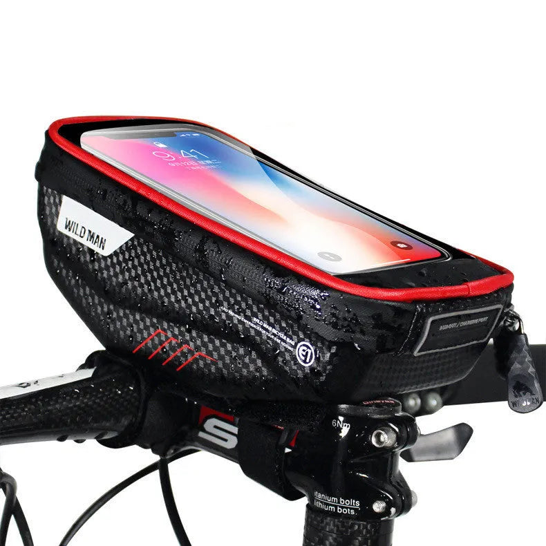 Bicycle bag upper tube front package 1L capacity black colour on bike frame