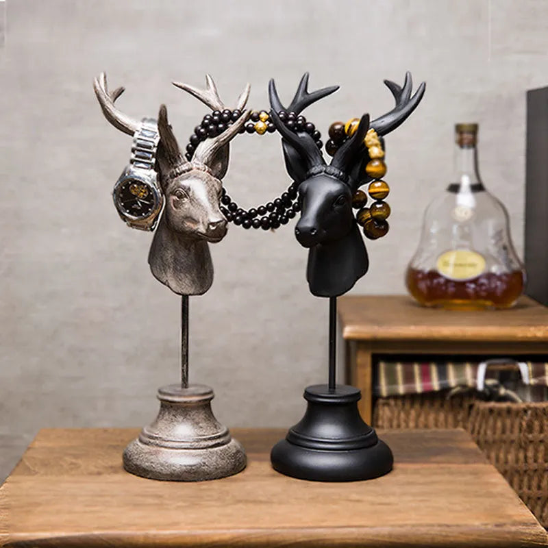 32cm tall resin animal figurine in black, white or wood colour for shelf decoration