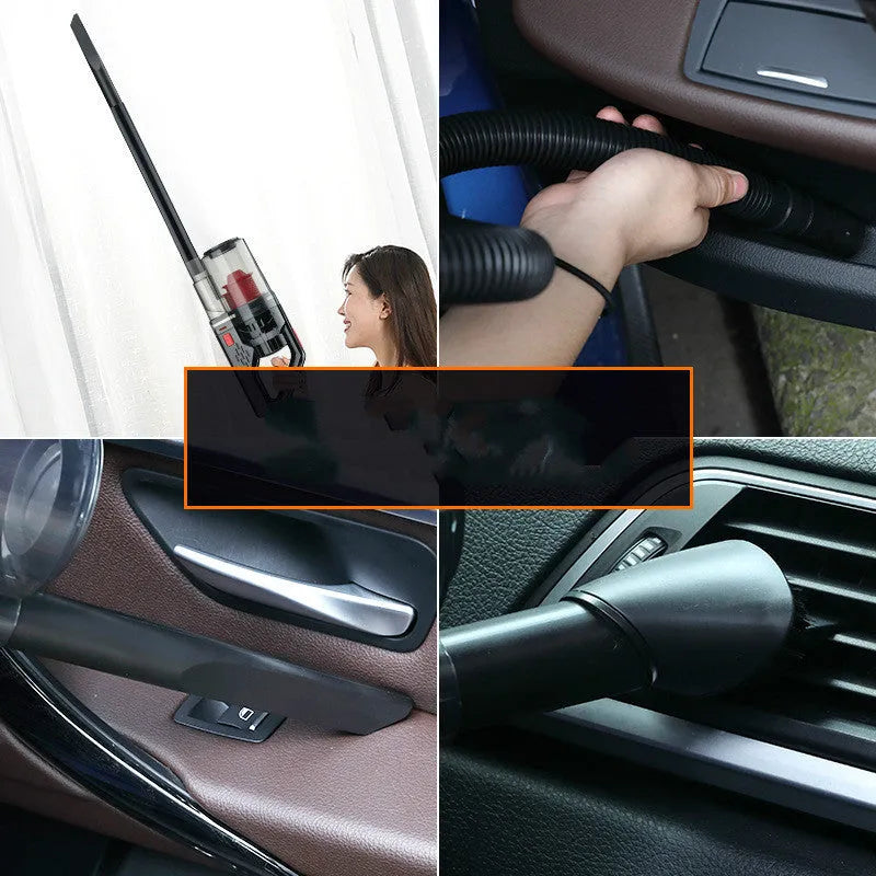 Portable wired car vacuum cleaner in grey with red, 150W 7000mbar suction, PC body