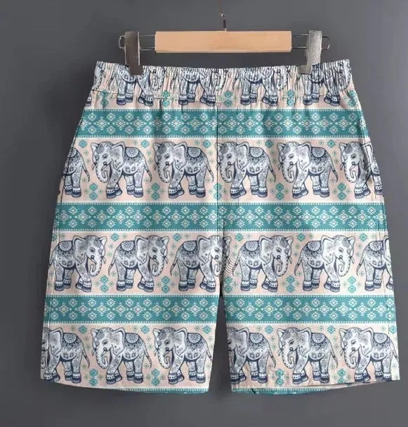 Men's casual polyester shorts in multiple patterns and sizes for outdoor leisure wear