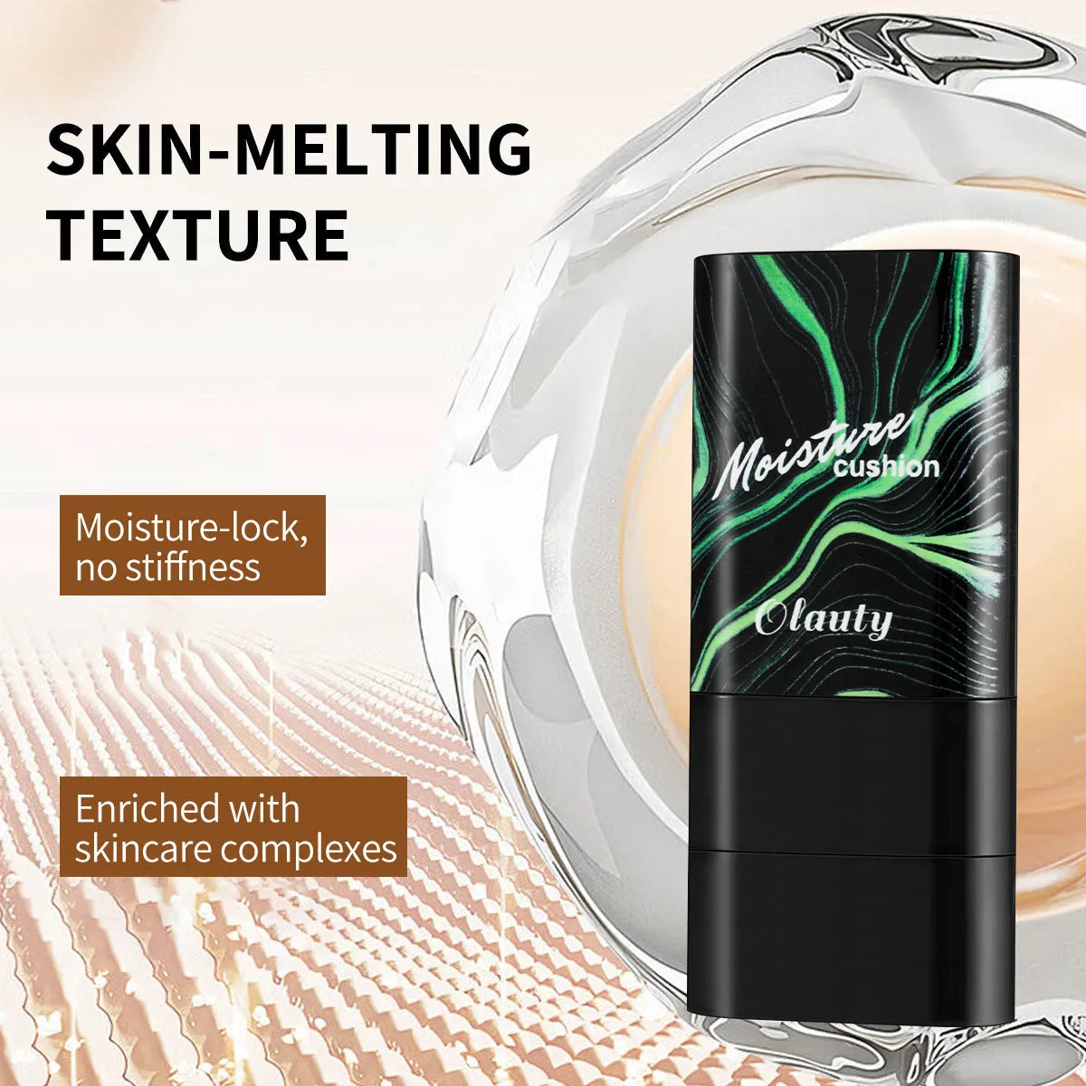 White 2-in-1 waterproof concealer foundation stick with double-ended brush in 20g size