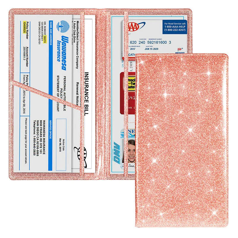 PU leather car document wallet for insurance and registration papers in black colour.