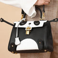 Panda animal print handbag made from cowhide leather in a horizontal square shape.