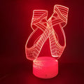 Ballet dancing shoes design 3D LED night light with remote control on acrylic panel