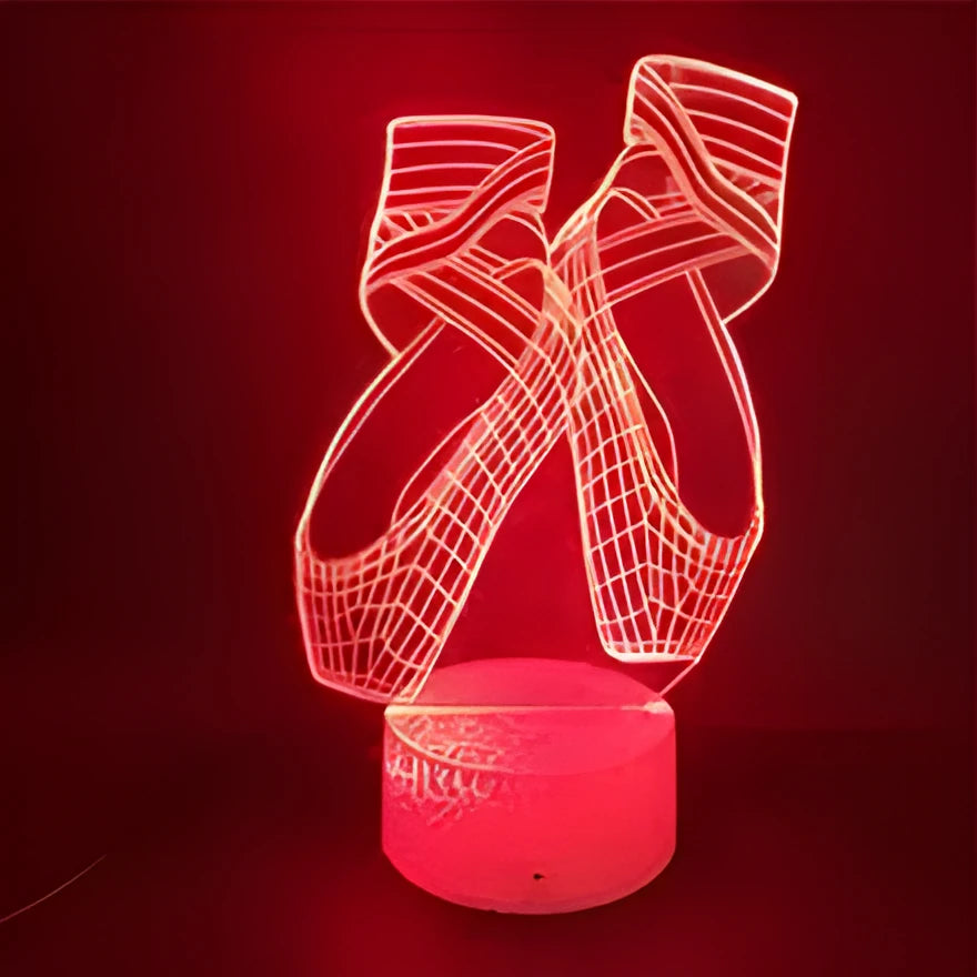 Ballet dancing shoes design 3D LED night light with remote control on acrylic panel