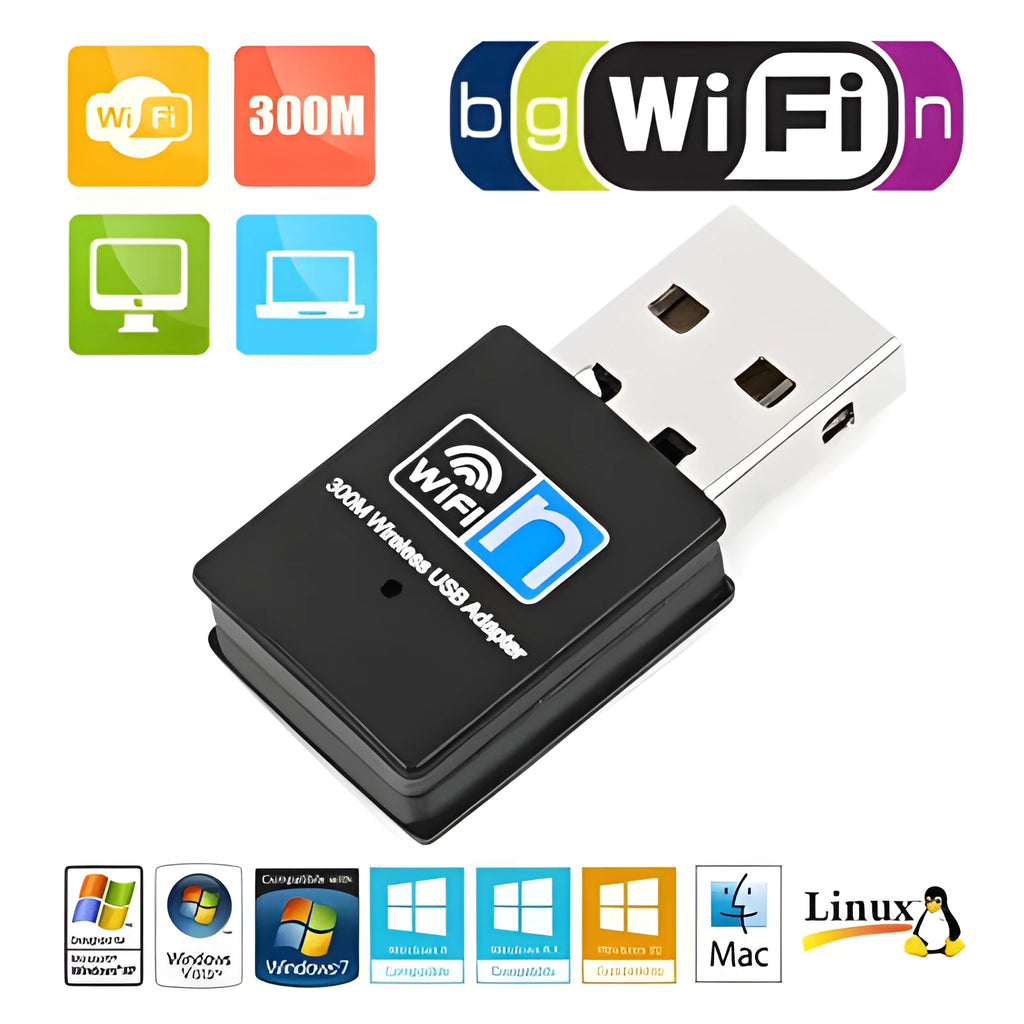 Mini black WiFi wireless receiver 300M USB network card with RTL8192EU chip, 3.3cm, plastic and metal