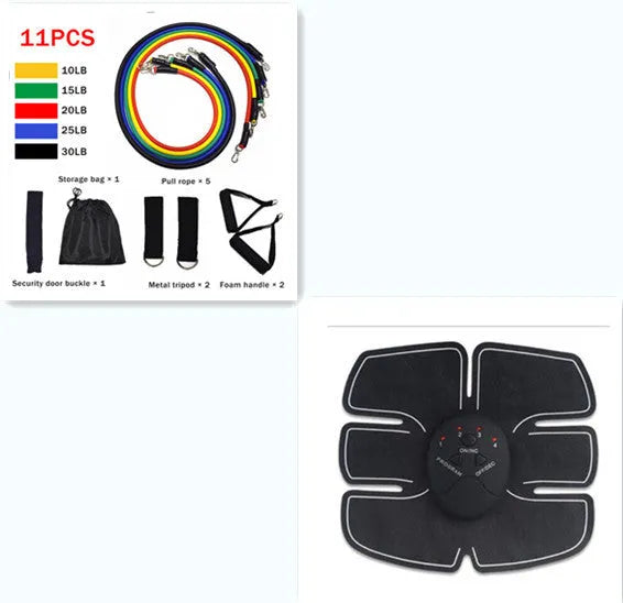 EMS muscle stimulator device with adhesive pads for abdominal toning and slimming