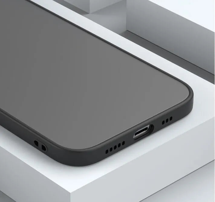 Frosted hard protective iPhone case with full lens cover and fine hole skin-sensing design.