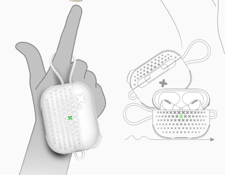 Silicone case for AirPods Pro in black, green, and white, compatible with Apple AirPods Pro charging case.