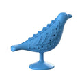 Blue bird shape interactive cat toy with suction cup base on a floor