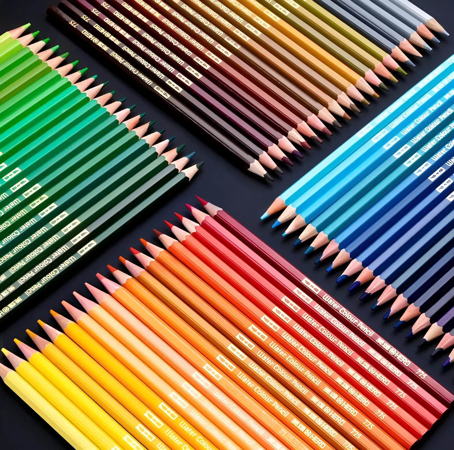 Water-soluble oil-based colour pencil set in tin box, 36 48 72 colours, for wet and dry drawing