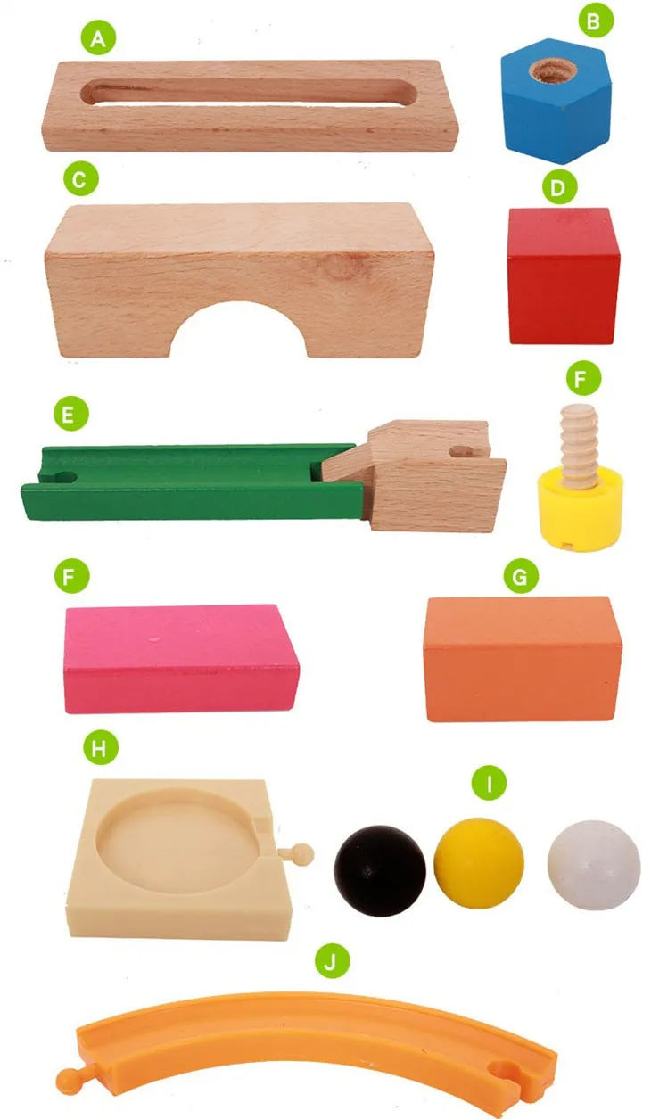 Wooden track building blocks set for children aged 4-6 years old, educational toy in colour Toy