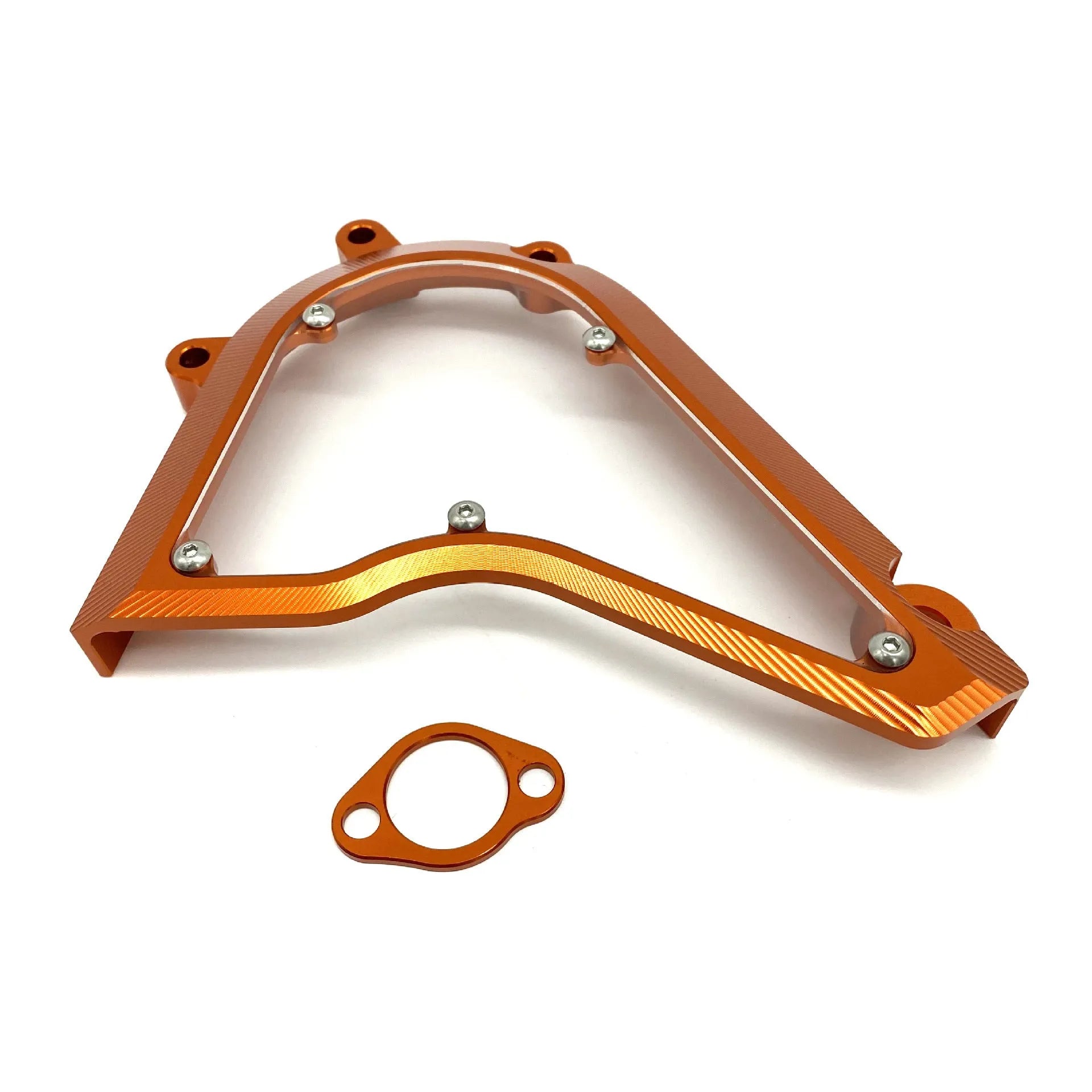 Black and orange motorcycle chain cover for KTM Duke 250 390 models with 20x15x5 cm dimensions