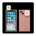 Ring flash mobile phone case for iPhone 13 in pink, white green, white and pink green colour options