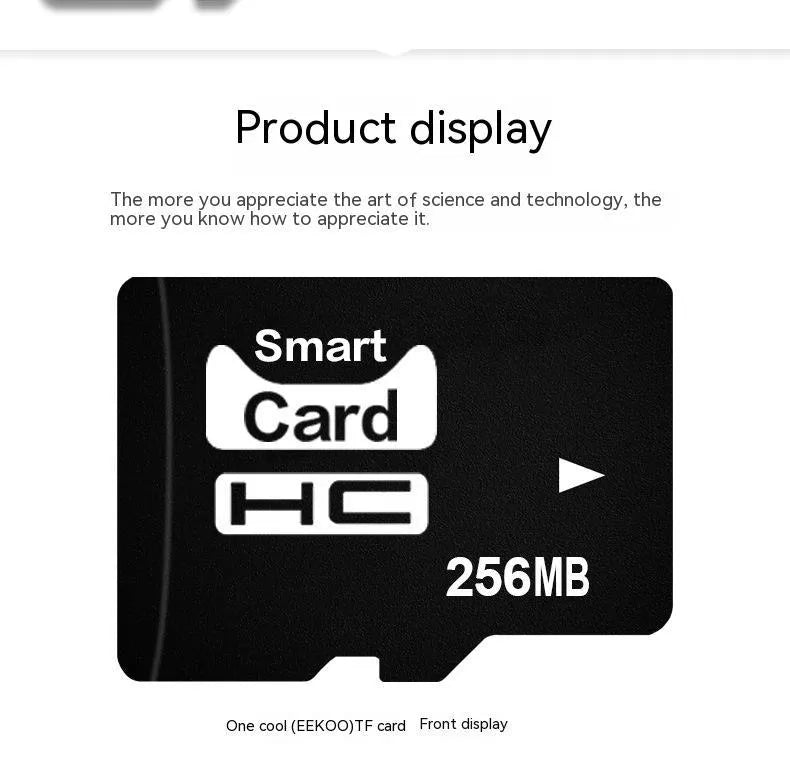 A 256MB TF format memory card presented in retail packaging.