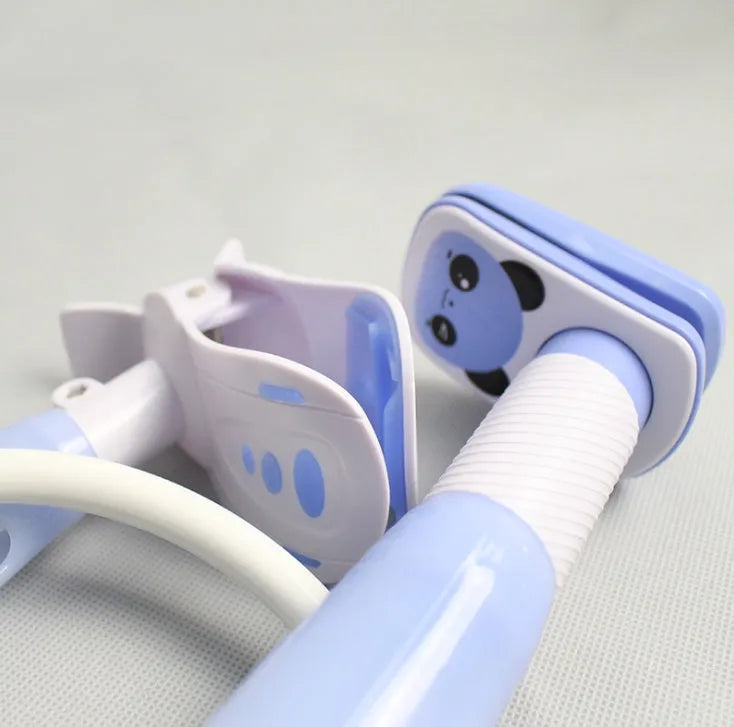 Blue extendable feeding bracket extended to 1.05 metres for nursing mothers