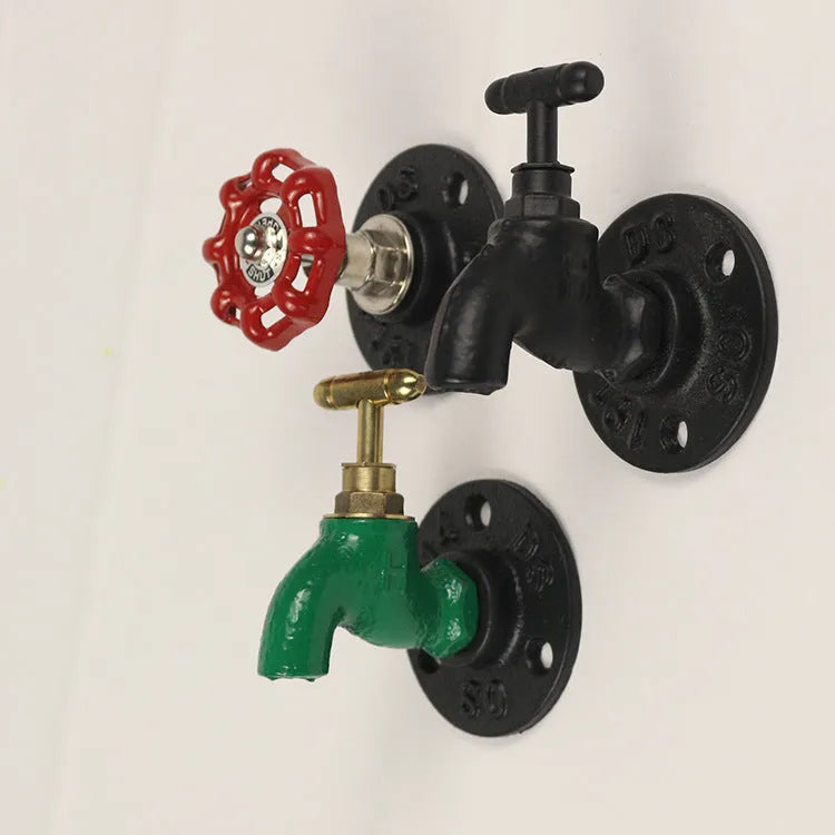 Wall-mounted metal towel rack with water pipe style hook in polished finish