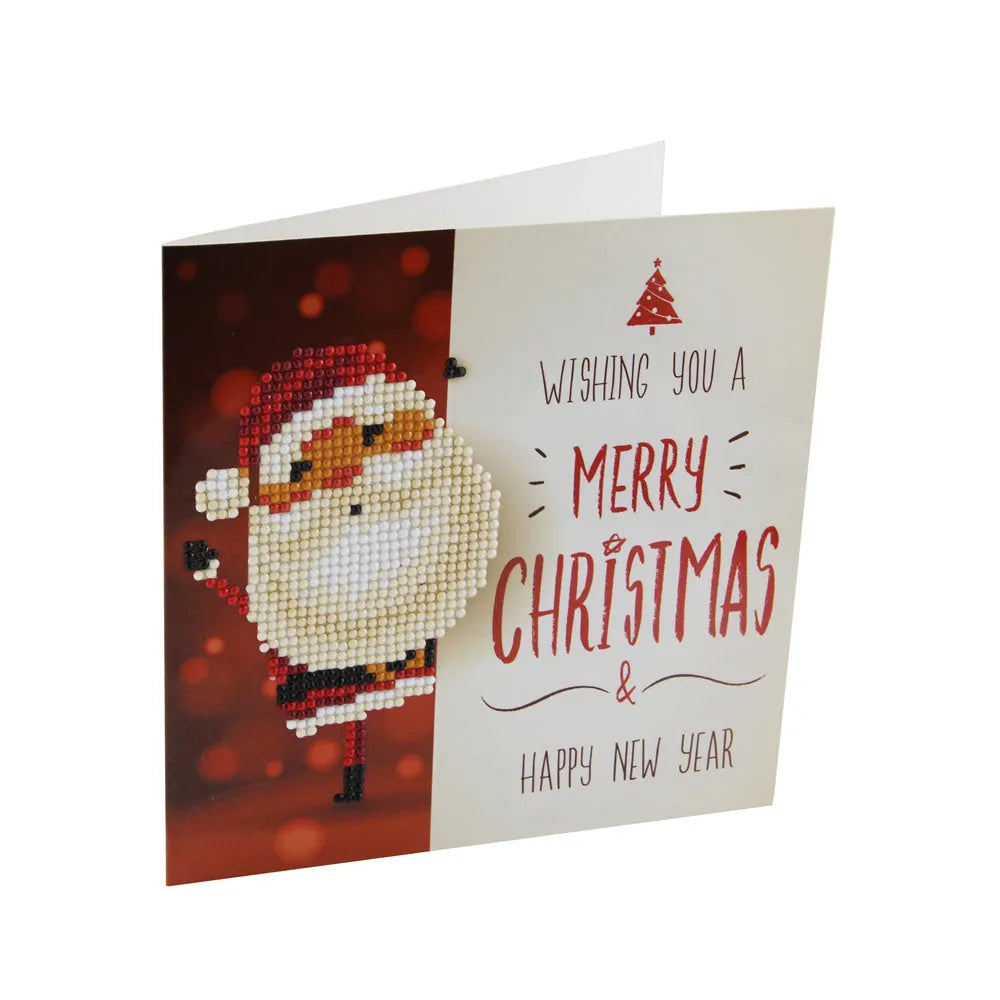 Christmas DIY diamond painting greeting card with 5D resin diamonds on cardboard base size 15x15cm folded