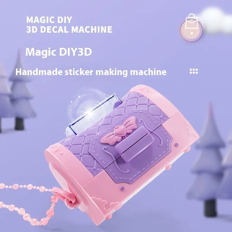 Girls' 3D magic sticker maker set in a colour box, plastic educational toy for ages 7-14.