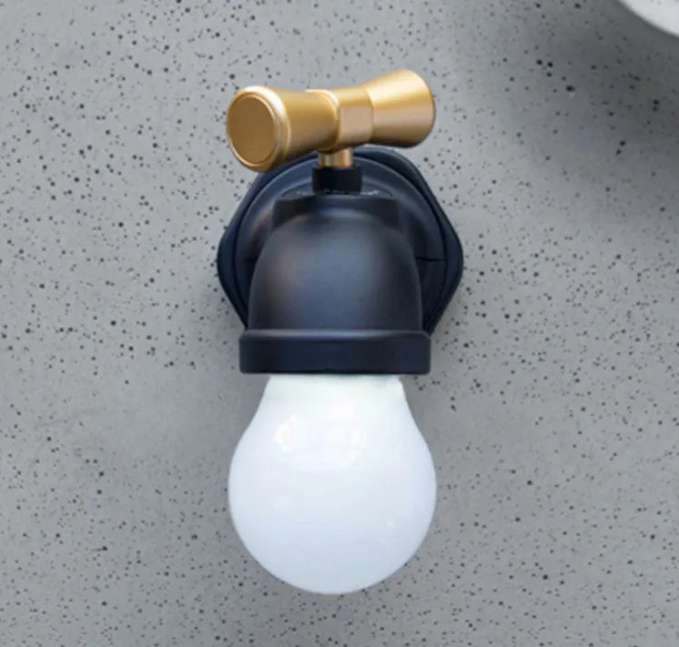 Black faucet night lamp with LED induction and USB charging, 10cm x 8cm x 6cm size