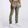 Men's fashion casual slim fit high waist cotton jeans in light blue, solid colour, size 28-36