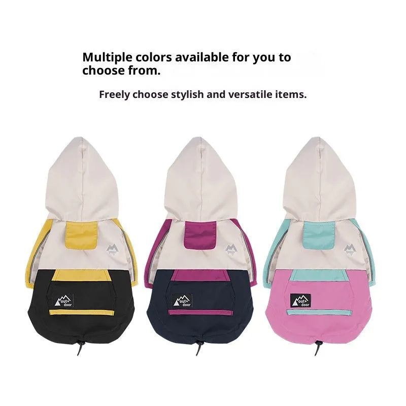Waterproof polyester dog jacket in yellow, anti-fouling shell, casual outdoor pet coat