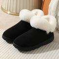 Indoor platform cotton shoes in grey, black or brown with toe-ring design, velvet upper and sewn PVC sole