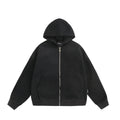 Cotton blend cardigan coat with loose fit, small bag design on back, in black or melange grey colour